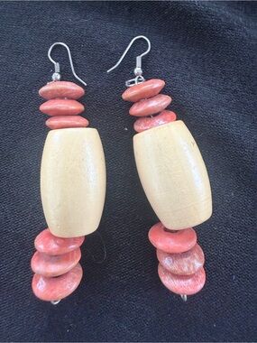 Handmade Wood Bead Drop Earrings